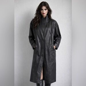 90s WILSONS LEATHER THINSULATE TRENCH COAT. REMOVABLE LINER. GREAT COND.